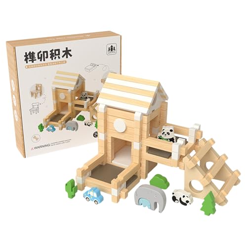 Generisch Holzblock-Set, Holzbausteine ​​ | Stapelspiel Konstruktionsspielzeug-Set - -Spielzeug für Kinder ab 3 Jahren, Bausteine, Entwicklung räumlicher Konzepte von Generisch