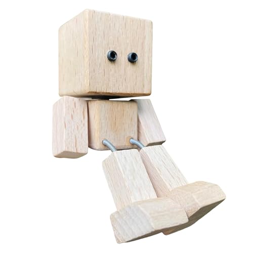 Generisch Holzfigur Eines Mannes - Holzpuppe | Magnetfuß Figur Mit Wippenden Füßen Schreibtischdekoration Für Zuhause Und Kindergeburtstag Spielzeug von Generisch