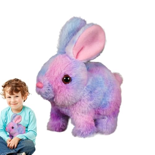 Generisch Hoping Bunny, Kaninchenspielzeug für Kinder - Simulierte Kaninchenpuppe Stofftiere,Natürliche Bewegungen, hüpfter Robotertier für Kinder, Springen, zuckende Nase, wackelige Ohren von Generisch