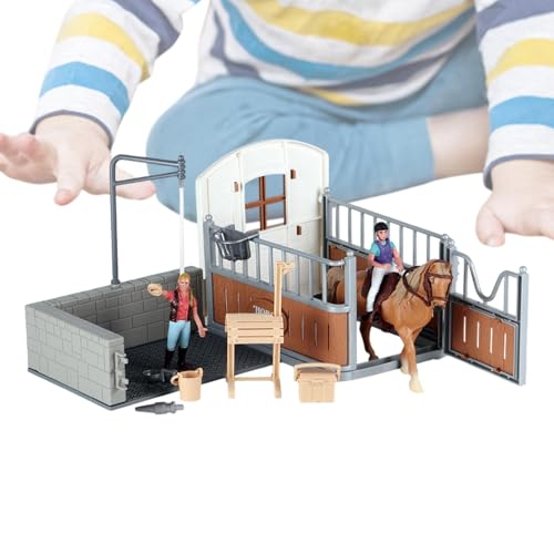 Generisch Horse Stable Model, Farm Animal Fence Figurines Boys Girls, 15x10x10 inches Adorable Horses Figures Collection, Realistic Fun Pretend Plaything for Easter, Birthday, Childrens Day Generisch Horse Stable Model, Farm Animal Fence Figurines Boys Girls, 15x10x10 inches Adorable Horses Figures Collection, Realistic Fun Pretend Plaything for Easter, Birthday, Childrens Day von Generisch