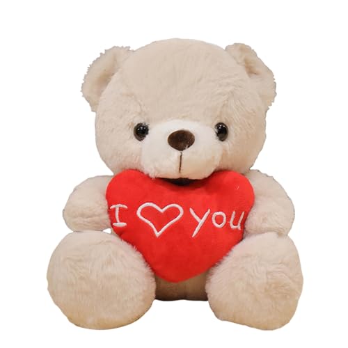 Generisch HugLove Bärenkissenpuppe, 11 Zoll, süßer Bär in Plüschspielzeug, weiches Stofftierkissen für Fans, Valentinstag, Zuhause, dekorativ Kinderpuppe (Beige, A) von Generisch