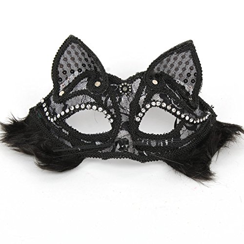 Generisch Hworks Black Fox Lace Cosplay Maske Party PVC Half Face Cover Halloween Cosplay Requisiten von Generisch