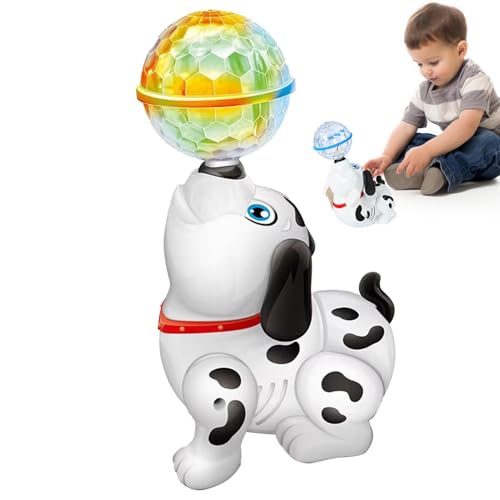 Generisch Interactive Dancing Dog Toy, Electronic Pet Doll, Rotating Novelty Toy, Animal Playset with Music and Lights, Ball Heading Imitation Dancing Plaything for Children von Generisch