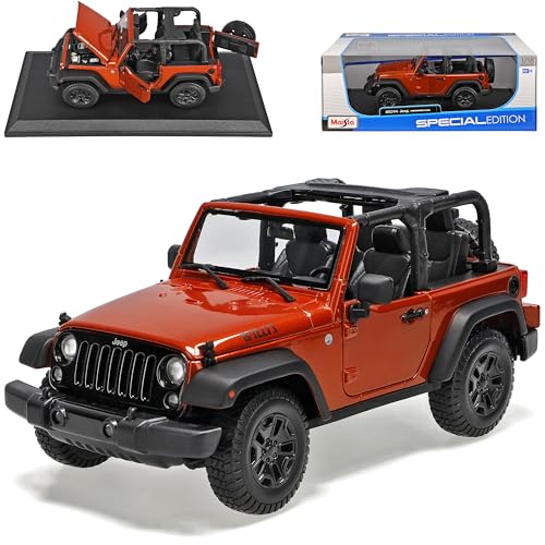 Generisch Jeep Wrangler 2014 Willis Orange Rot Cabrio JK Ab 2007 1/18 Modell Auto von Generisch