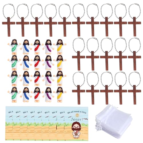 Generisch Jesus-Figuren mit Karte,Taschen, kleines Jesus-Figuren-Spielzeug - Figuren Puppe Religiös 20 Stück Grußkarte,Sammelfiguren zum Versteckspiel, kleine Partygeschenke für die Taufe von Generisch
