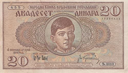 Generisch Jugoslawien Pick-Nr: 30 gebraucht (III) 1936 20 Dinara (Banknoten für Sammler) von Generisch