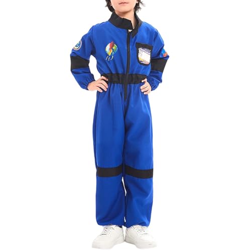 Generisch Jungen Astronauten Kostüm Weltraum Anzug Kinder Halloween Cosplay Party Outfit Rollenspiel Verkleidung Gr. 92-122 (100) von Generisch