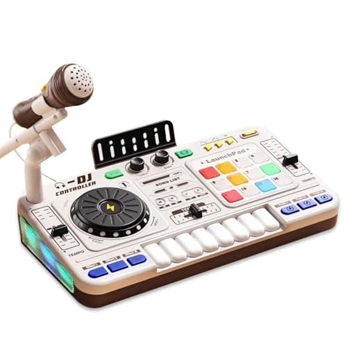 Generisch K inder DJ Mixer Spielzeug, Musical Toy, Musikspielzeug mit Klaviertasten, mit Mikrofon und DJ-Plattenspieler, Reaktionsmusikspiele, Bluetooth-Musikinstrumente für Baby (WH1, Basis-Edition) Generisch K inder DJ Mixer Spielzeug, Musical Toy, Musikspielzeug mit Klaviertasten, mit Mikrofon und DJ-Plattenspieler, Reaktionsmusikspiele, Bluetooth-Musikinstrumente für Baby (WH1, Basis-Edition) von Generisch