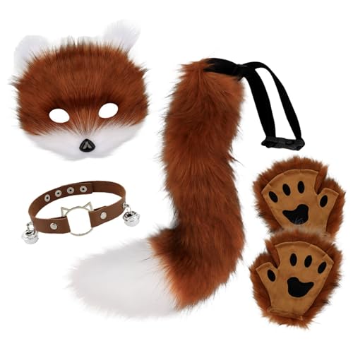 Generisch Karneval Kostüm Damen Große Größen, Kunstpelz Fuchs Maske Wolf Katze Flauschiger Schwanz Leder Halskette und Pfote Handschuhe Faschingskostüme Karneval Halloween Kostüm Set für Damen Generisch Karneval Kostüm Damen Große Größen, Kunstpelz Fuchs Maske Wolf Katze Flauschiger Schwanz Leder Halskette und Pfote Handschuhe Faschingskostüme Karneval Halloween Kostüm Set für Damen von Generisch
