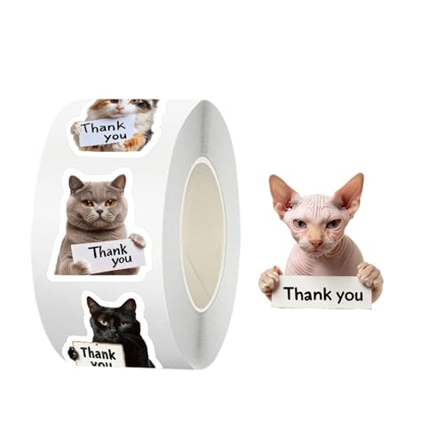 Generisch Katzenaufkleber, 500 Stücke, Papiermaterial, Skateboard -Katzenabziehbilder, Kleber Dank Für Dekorationsaufkleber, Wasserdicht, Für Flaschen, Telefone, Umschläge von Generisch