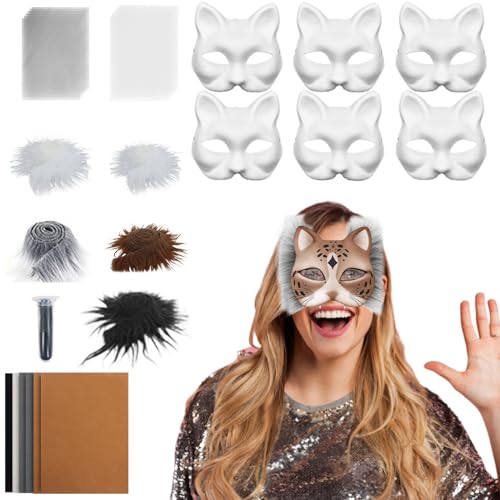 Generisch Katzenmasken Set,Masken Bastelset - Kostümzubehör Mit Mesh- Und Filzmaterial Für Karneval Maskenball Generisch Katzenmasken Set,Masken Bastelset - Kostümzubehör Mit Mesh- Und Filzmaterial Für Karneval Maskenball von Generisch