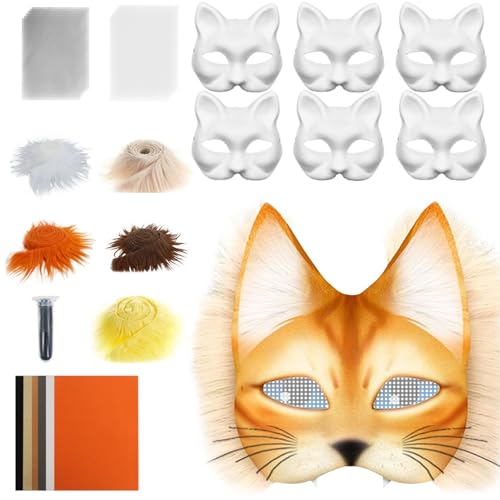 Generisch Katzenmasken Set,Materialset Für Leere Katzenmaske | Bastelset Mit Netzstoff Und Samtstoff-Zubehör Für Karneval Cosplay Party Maskerade Generisch Katzenmasken Set,Materialset Für Leere Katzenmaske | Bastelset Mit Netzstoff Und Samtstoff-Zubehör Für Karneval Cosplay Party Maskerade von Generisch