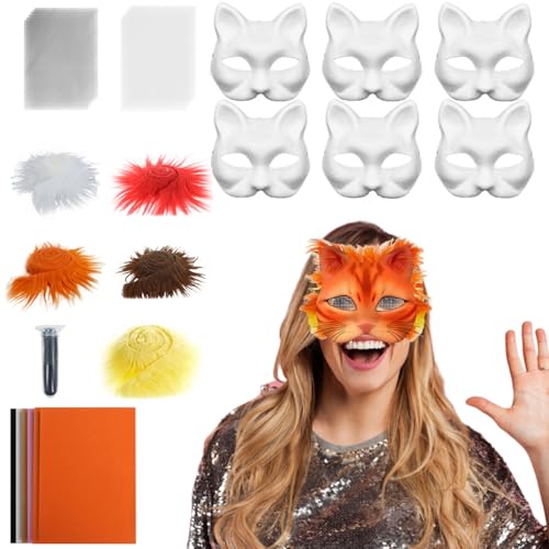 Generisch Katzenmasken Set | Masken Bastelset - Kostümzubehör Mit Mesh- Und Filzmaterial Für Karneval Maskenball Generisch Katzenmasken Set | Masken Bastelset - Kostümzubehör Mit Mesh- Und Filzmaterial Für Karneval Maskenball von Generisch