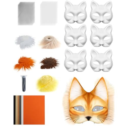 Generisch Katzenmasken Set | Unbedruckte Tiermasken Zum Verkleiden | Bastelset Mit Netzstoff Und Samtstoff-Zubehör Für Karneval Cosplay Party Maskerade Generisch Katzenmasken Set | Unbedruckte Tiermasken Zum Verkleiden | Bastelset Mit Netzstoff Und Samtstoff-Zubehör Für Karneval Cosplay Party Maskerade von Generisch
