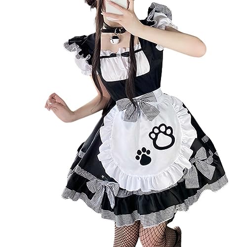 Generisch Kawaii Clothes Anime Cosplay Japanisches Lolita Dress Damen Maid Kostüm Gothic Kleid Faschingskostüme Dienstmädchen-Outfit Uniform Komplettes Für Frauen Mädchen Schwarz M von Generisch