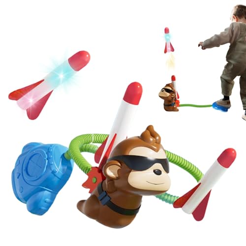 Generisch Kids Rocket Launch Toy, Rocket Stomper für Kinder - Foam Flugzeug Startpad Stomper Rocket mit Affen,Springen Sie Outdoor -Aktivitäten High Flying Sport Game für Kleinkind von Generisch
