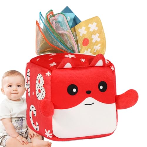 Generisch Kids Tissue Toy, Cartoon Texture Sensory, 4.72x4.72x4.72 Inches, Soft Stuffed Contrast Crinkle, Interactive Early Learning Activity, Developmental Toy for Home Travel (Multicolor) von Generisch