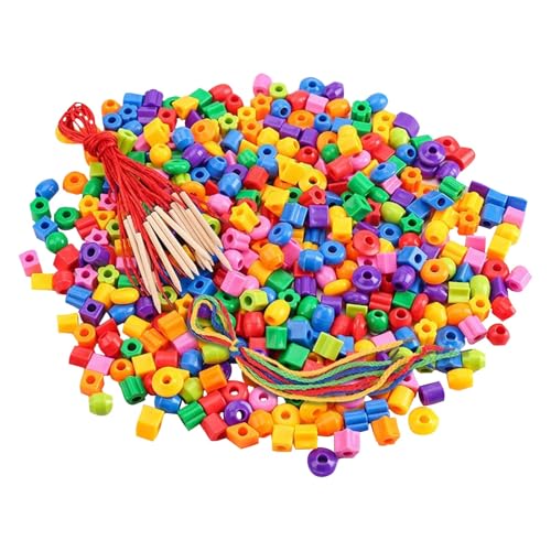 Generisch Kinder Perlen Spielzeug Montessori Feinmotorik Puzzle ab 6 Jahre – 80 Stück Perlen mit 6 Schnüren | Lernspielzeug zur Förderung von Konzentration & Hand-Augen-Koordination (80pc) von Generisch
