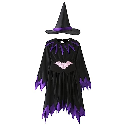 Generisch KinderkostüM,Halloween MäDchen KostüM Witch Costume Kids Girls Halloween Carnival Party Witch Dress Halloween Costume Girls Halloween-Kostüm Kinder Party Set von Generisch