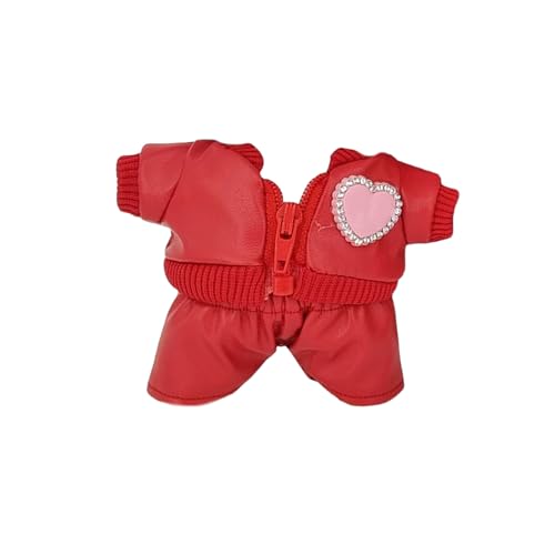 Generisch Kinderwagen Puppenwagen Puppenzubehör-Kleidung: 17 cm große Puppe trägt EIN einzigartiges rotes Lederjacken-Design Puppenhaus Holz (A, 17cm) von Generisch