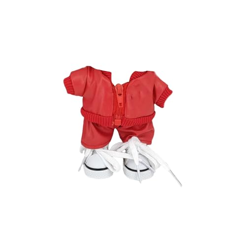 Generisch Kinderwagen Puppenwagen Puppenzubehör-Kleidung: 17 cm große Puppe trägt EIN einzigartiges rotes Lederjacken-Design Puppenhaus Holz (D, 17cm) von Generisch
