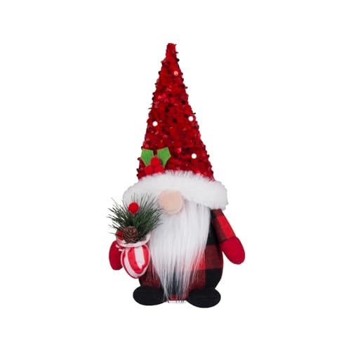 Generisch Kinderwagen Puppenwagen Weihnachtswichtel, handgefertigter weicher Weihnachtswichtel als Weihnachtsschmuck, Dekoration Partyzubehör. Puppenbettzeug (Red, 27X15X9CM) von Generisch