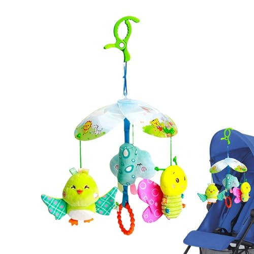 Generisch Kinderwagenspielzeug, Autositz Babyspielzeug | Crib Rassel Cartoon Autositz Babypuppe | Interaktiver musikalischer Puppenwagen Aktivitätsspielzeug für Kinder Mädchen von Generisch