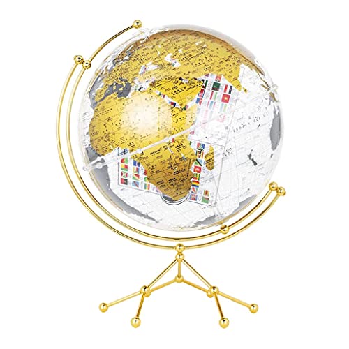 Generisch Klarer Acryl-Globus mit Würfelflaggen-Muster – drehbarer Weltglobus auf goldenem Stativ als Schreibtischdekoration Generisch Klarer Acryl-Globus mit Würfelflaggen-Muster – drehbarer Weltglobus auf goldenem Stativ als Schreibtischdekoration von Generisch