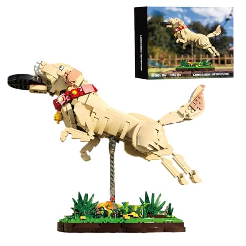 Generisch Klassischer Labrador Play Catch Pose Bauklötze Bausatz (1257PCS), DIY Hund Montage Modell Bausatz für Tierliebhaber und Block-Enthusiasten von Generisch
