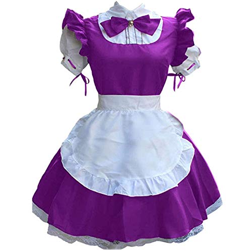 Generisch Kleid 44 Bowknot-Kragen Cosplay gefälschte Kopfbedeckungen Kostüme Frauen Schürzenkleid Frauenkleid Damen Kleid Transparent (Purple, XL) von Generisch