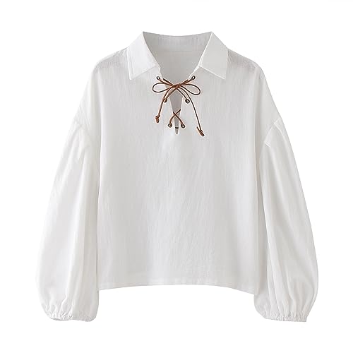 Generisch Klein Jungs für Kleinkinder Jungen, Schnürhemd, Halloween, schottisches Jakobitenkostüm, Klassische Oberteile Hemd Baby Junge 68 (White, 10-12 Years) von Generisch