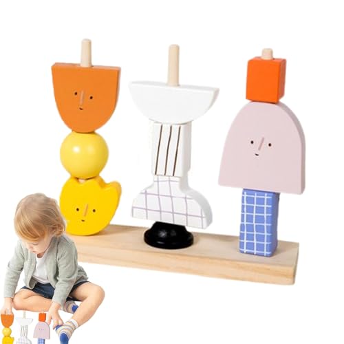 Generisch Kleinkind Bausteine, Bausteine ​​für Kleinkind 1-3 | Holzstapelblöcke in Charakterform - Vorschulbildung innovatives Spiel für Kinder im Alter von 1 bis 3 und Mädchen von Generisch