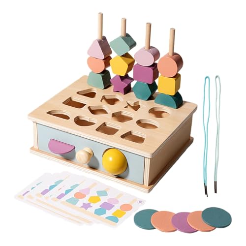 Generisch Kleinkindform Sortierer - Holzvorschulen -Lernspiel | Form Sorter Sequencing Block Matching -Schnürung Perlen Stamm Für Mädchen 1+ Jahre Alte von Generisch