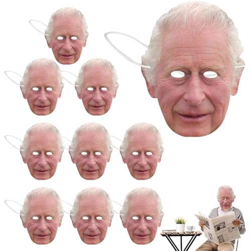 Generisch König Charles Iii. Krönungsgesichtsabdeckung | 10 P Cs Krönungsdekorationen 2023 Gesichtskostüm, 8,3 × 10,6in Königliche Hochzeit, Kostüm, Krönung Feierstraßenzubehör von Generisch