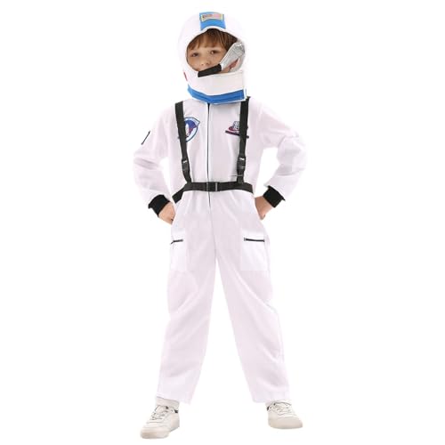 Generisch Kostüm Kinder Raumanzug Kostüm mit Hut für Performance Fasching, Astronaut Outfit für Rollenspiel und Karneval von Generisch