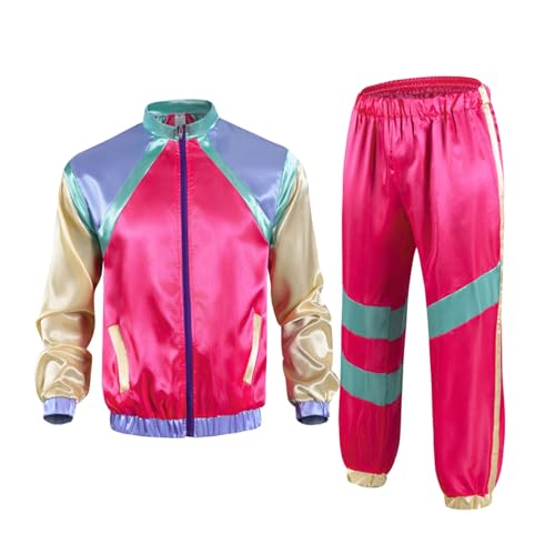 Generisch Kostüm Trainingsanzug, lila, 80er Jahre Outfit, Jogginganzug, Bad Taste Outfit, Faschingskostüme 80Er Trainingsanzug Damen Karneval KostüM Damen Xl von Generisch
