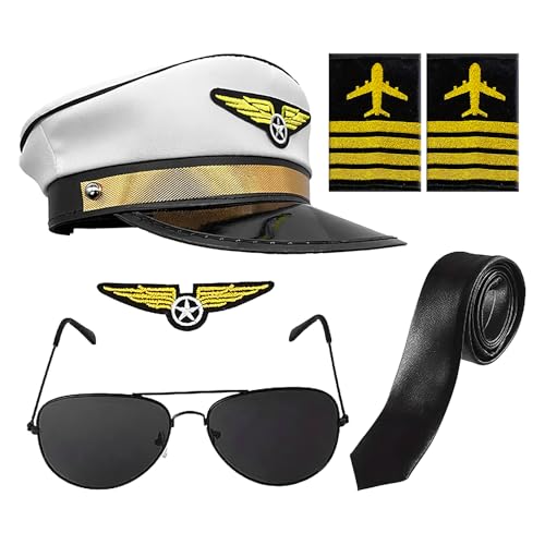 Generisch Kostümzubehör, Kostümzubehör für Kinder - Airline Pilot Captain Kostüm Dress Up Accessoire,Rollenspiel Uniformhut Binde Bine Emaulette und Abzeichen für Halloween, Karrieretag Generisch Kostümzubehör, Kostümzubehör für Kinder - Airline Pilot Captain Kostüm Dress Up Accessoire,Rollenspiel Uniformhut Binde Bine Emaulette und Abzeichen für Halloween, Karrieretag von Generisch