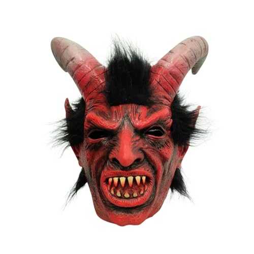 Generisch Krampus Kostüm - Erwachsene Ziege Dämon Teufel Maske Atmungsaktiver Naturlatex Dämon Ziege Kopfbedeckung für Karneval Monster Cosplay Kostüm 01 von Generisch