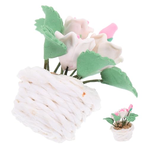 Generisch Künstliche Topfpflanze Puppe Bonsai Miniatur Kunstpflanze Dekoration Schreibtisch Ornament Fee Blumentopf Modell Blume Mini Topfpflanzen Mini Topfpflanzen Ton Weiß von Generisch