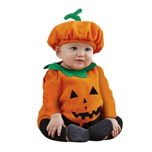 Generisch Kürbis kostüm kleinkind Baby Halloween Kürbiskostüm, Halloween Baby Kleidung Jungen Mädchen Pumpkin Body Overall Pumpkin Top Outfit Kostüm Strampler Bodysuit Jumpsuit Sets für Neugeborenes von Generisch