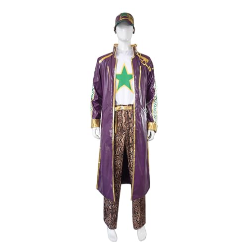Generisch Jotaro Cosplay Kostüm Männeruniform Hut Jacke Hose Set Halloween Outfit,XL-Purple von Generisch