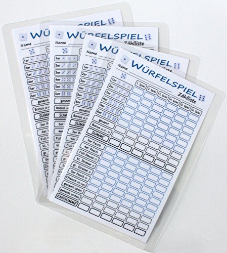Generisch Laminiertes Würfelspielblatt für Würfelspiele statt Block, DIN A5, 4 Stück von Generisch