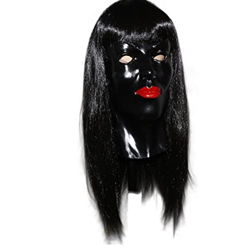 Generisch Lange Haare Schwarz Frauen Maske PE Vollgesichtsabdeckung Halloween Cosplay Prop von Generisch