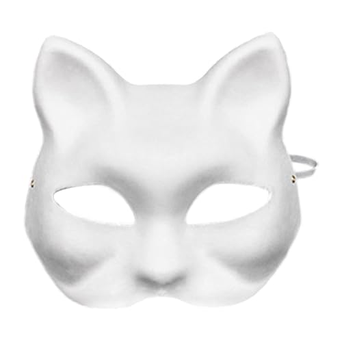 Generisch Leere Katzenmaske, Katzenmasken zum Bemalen | Blanko-Anziehmasken mit Tiermotiven,Halbe Gesichtsbedeckung, Bastelmaske, Kostümzubehör für Halloween-Maskerade-Karneval Generisch Leere Katzenmaske, Katzenmasken zum Bemalen | Blanko-Anziehmasken mit Tiermotiven,Halbe Gesichtsbedeckung, Bastelmaske, Kostümzubehör für Halloween-Maskerade-Karneval von Generisch