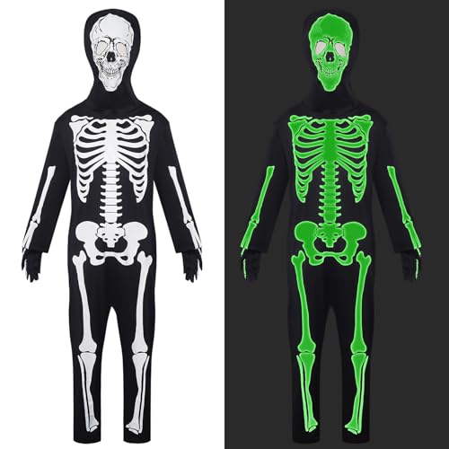 Generisch Leuchtet In Der Dunklen Skelett Kostüm, Halloween Kostüm Kinder, Skelettkostüm Kinder, Körperanzug Verkleidung Für junge Mädchen Feste Events Generisch Leuchtet In Der Dunklen Skelett Kostüm, Halloween Kostüm Kinder, Skelettkostüm Kinder, Körperanzug Verkleidung Für junge Mädchen Feste Events von Generisch