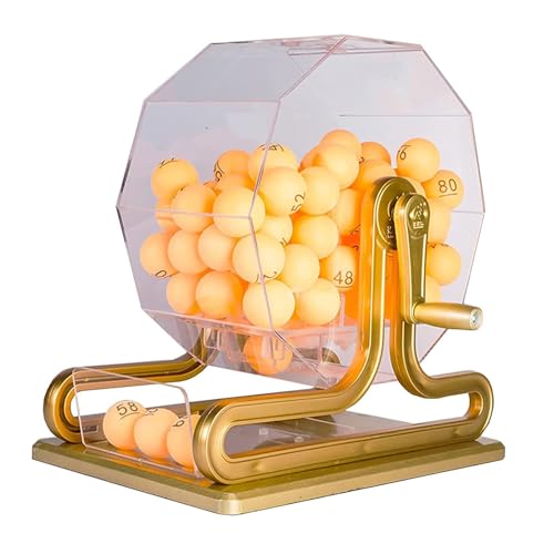Generisch Lotterie-Shaker-Selektor, Manuelle Lotteriemaschine, Deluxe-Bingo-Set mit Bingo-Käfig, Hand-Curling-Bink-Ball-Nummern-Selektor, inklusive Bingo-Käfig aus Acryl, 100 Bälle von Generisch