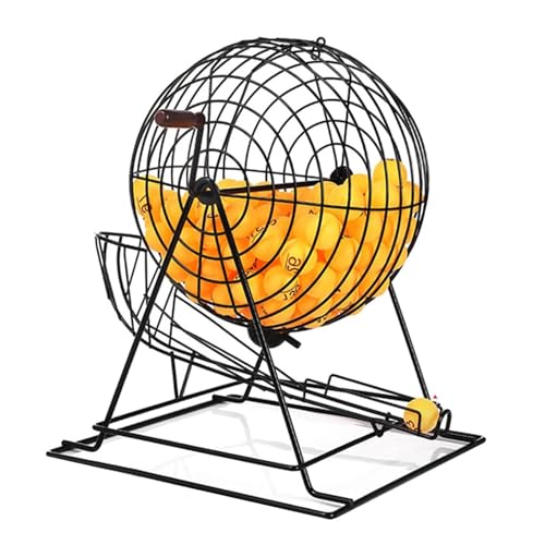 Generisch Lotterie-Ziehungsmaschine, Bingo-Käfigrad aus Metall, Bingo-Spielset mit 200 Bällen, große Kapazität und einfache Bedienung, for Unterhaltungsorte, große Gruppen(Black,Bring 100 Balls) von Generisch