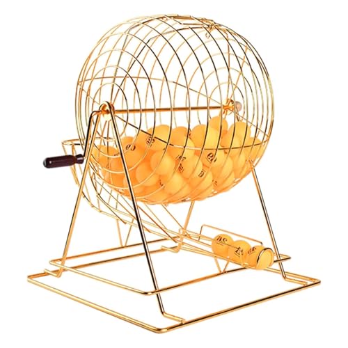 Generisch Lotterie-Ziehungsmaschine, Bingo-Käfigrad aus Metall, Bingo-Spielset mit 200 Bällen, große Kapazität und einfache Bedienung, for Unterhaltungsorte, große Gruppen(Gold,Bring 50 Balls) von Generisch