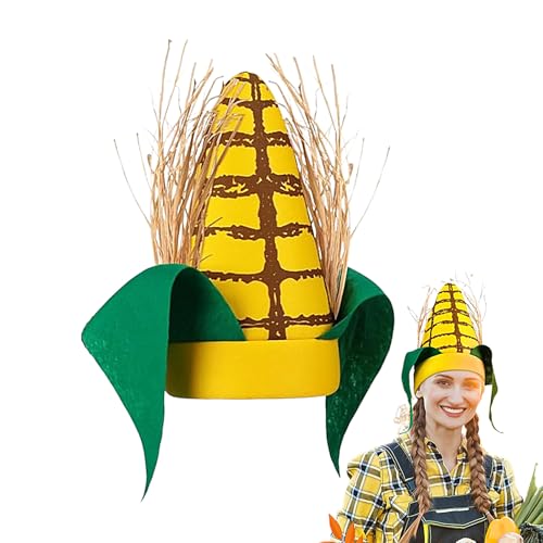 Generisch Lustiger Maishut, Cornhole Hut | Corncob Apparel Hut mit 11 Zoll lustigen grünen Blättern und braunen Hülsen,Cosplay Neuheit Erwachsene Lustige Lebensmittel Thema Party Kostüm Zubehör von Generisch