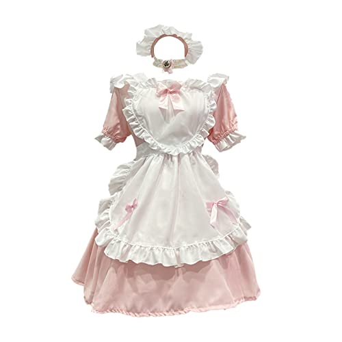 Generisch Magd Goth Dress Maid Kostüm Hausmädchen Anime Kleid Thigh Highs Halloween Cosplay Gothic Damen Cheerleader Jacke Kleidung Outfit Lolita Clothes Anhänger Schuluniform Milk Shoujo Cute von Generisch